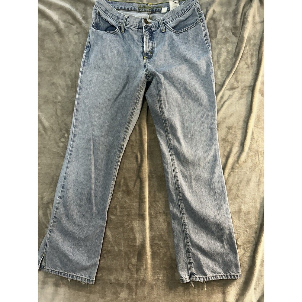 Cruel Girl Womens Size 7 Relaxed Fit Jeans Light Wash Straight Leg Raw Hem Slit